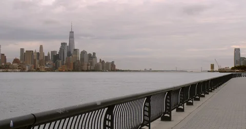 River View of Manhattan and Jersey City. Stock Footage 95910979