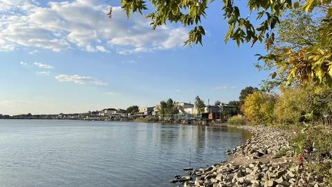 River view on power plant Stock Photos