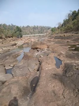 The river view with rocks and without water Stock Photos
