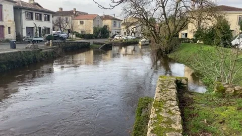 River View in small town Stock Footage 217363997