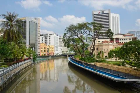 River view of Sultan Abdul Samad buildings Stock Photos