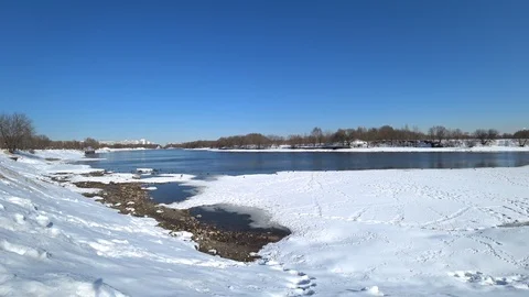 River view on a sunny winter day Stock Footage 87661871