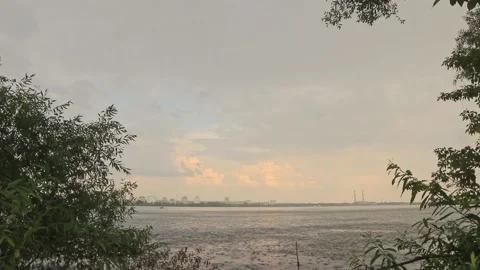  River view at sunset Stock Footage 158012287