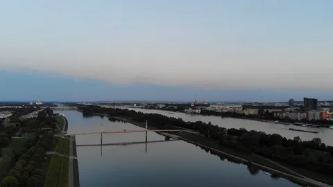 River view at sunset in vienna Stock Footage 116713203