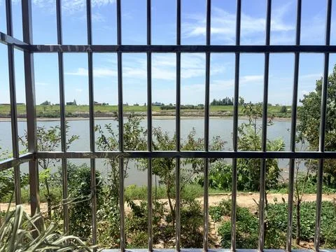 River View Through Metal Bars Fotos de archivo