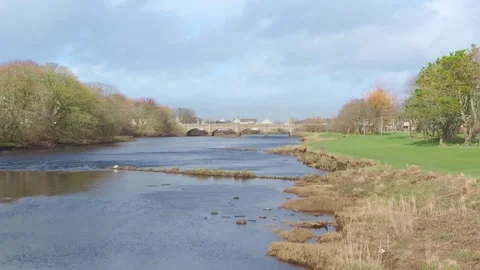 River View in Thurso with Bridge in the Far Distance on a Spring Day Stock Footage 332069379