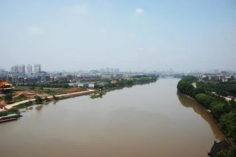 River view from the top of the mountain Stock Photos