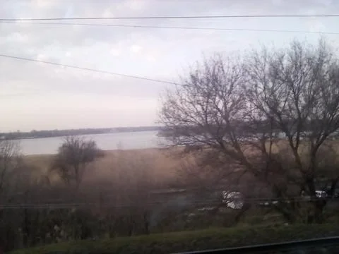 River view from the train window Stock Photos