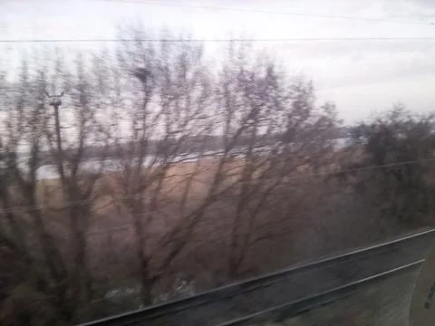 River view from the train window Foto stock