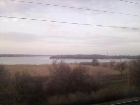 River view from the train window Foto stock