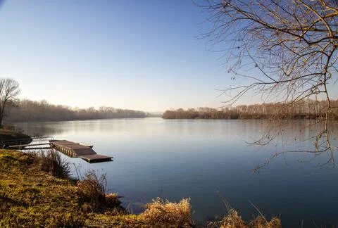 River view under blue sky Stock Photos