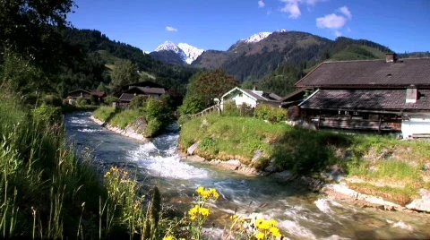 River in a village Stock Footage 106696