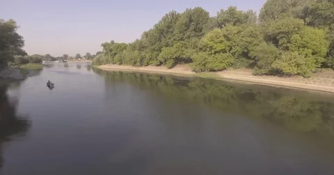 From river to village view Video stock 80597694