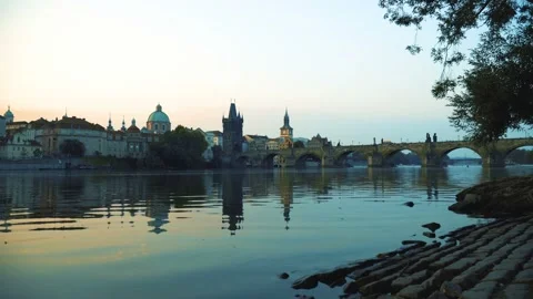 River Vltava in morning Stock Footage 99551929
