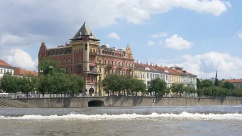 River Vltava in Prague Pan Stock-Footage 157026600
