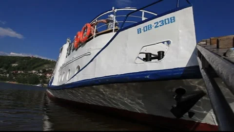 River Volga Boat Stock Footage