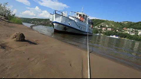 River Volga Boat Stock Footage 7906175