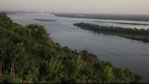 River Volga from hills Stock Footage 7904941
