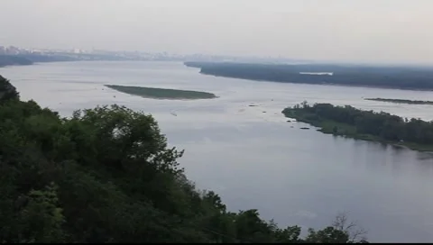 River Volga looking towards Samara City Stock Footage 7904886