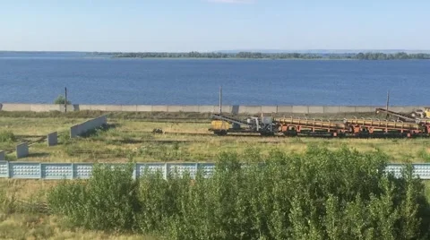 River volga from train samara Stock Footage 51866159