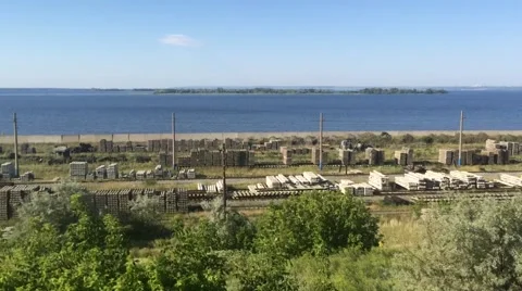 River volga from train sky and water summer samara Stock Footage 51875877