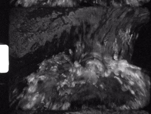 River water, closeup of a stream in winter (Super 8mm, Black and white film) 動画素材 254191159