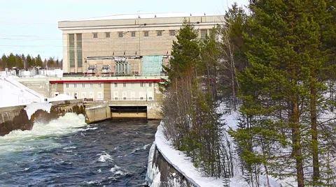 River water comes out of a small hydroelectric turbine Stock Footage 61449895
