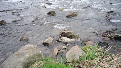 River water flow. Flowing water in the river. Stock Footage 277699140