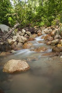 River water flowing between the rocks Stock Photos