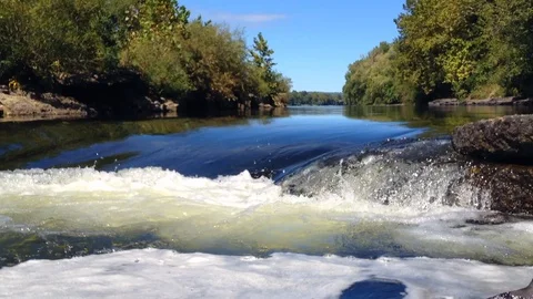 River Water Flowing Fast Over Rocks Stock Footage 91073392