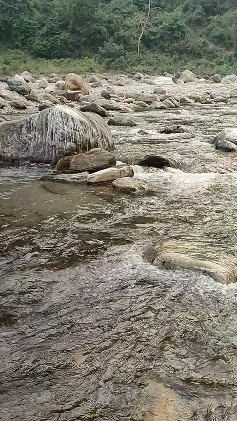 River water flowing through the rocks Video stock 240225300