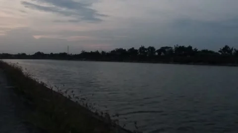 River water flows in the afternoon Video stock 217675424
