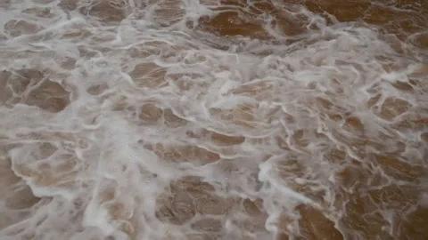 River water going wild and dangerous after heavy rain during summer time. Stock Footage 152684243