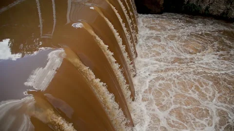 River water going wild and dangerous after heavy rain during summer time. Video stock 152684653