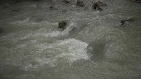 River water on a rock in slow motion Stock Footage 97928154