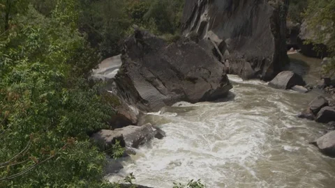 River water running through cliff Stock Footage 261038629