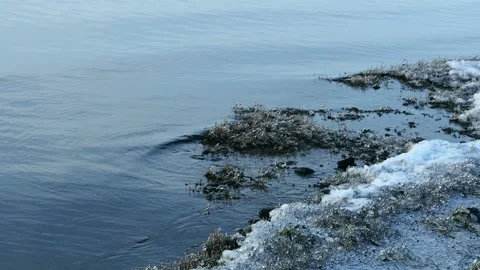 River water smooth waves winter Stock Footage 224639322