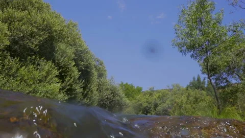 River water splashes at camera Stock Footage 143776866