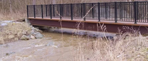 River Water Under Bridge Stock Footage 170862755