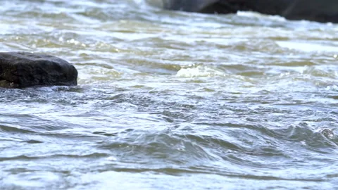River Water Waves Moving In Slow Motion Stock Footage 143732080