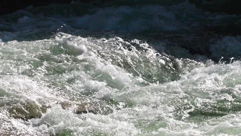 River water waves, water splashes - close-up of turbulent currents Vídeo Stock 257534559