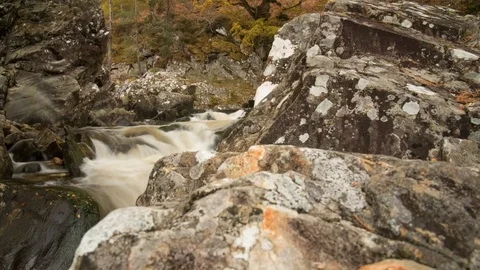 River waterfall and forest with muted pallette of colours Stock Footage 70622602
