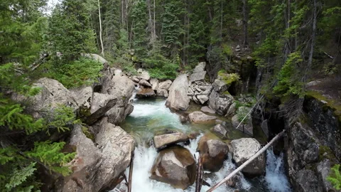 RIVER WATERFALL DEVILS PUNCHBOWL ASPEN COLORADO 2 - 4k 60fps Drone Footage Video stock 249769671