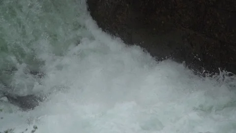 River waterfall - flowing and splashing water in cold river Stock Footage 92855014