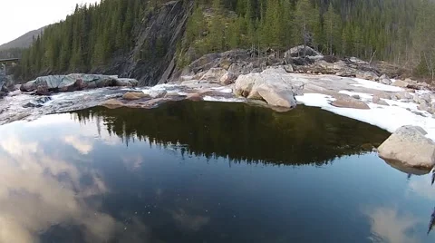 River with waterfall Stock Footage 49558077