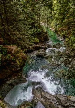 River with waterfall in forest Stock Photos