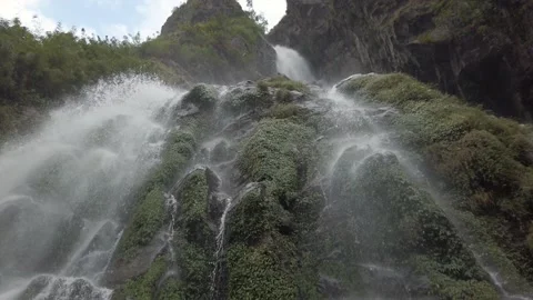 River waterfall in mountain forest Himalayas Nepal. Stock Footage 144863500