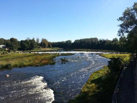 River waterfall in summer Stock Photos