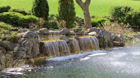 River waterfall. Water stream and rock stones. Stock Footage 153851111