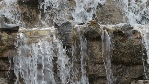 River waterfall. Water stream and rock stones. Slow motion. Stock Footage 155275812